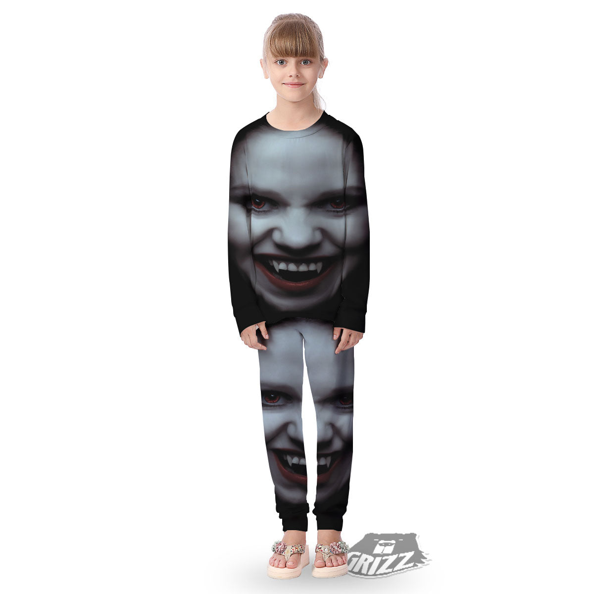 Vampire Girl Halloween Print Kid's Pajamas-grizzshop