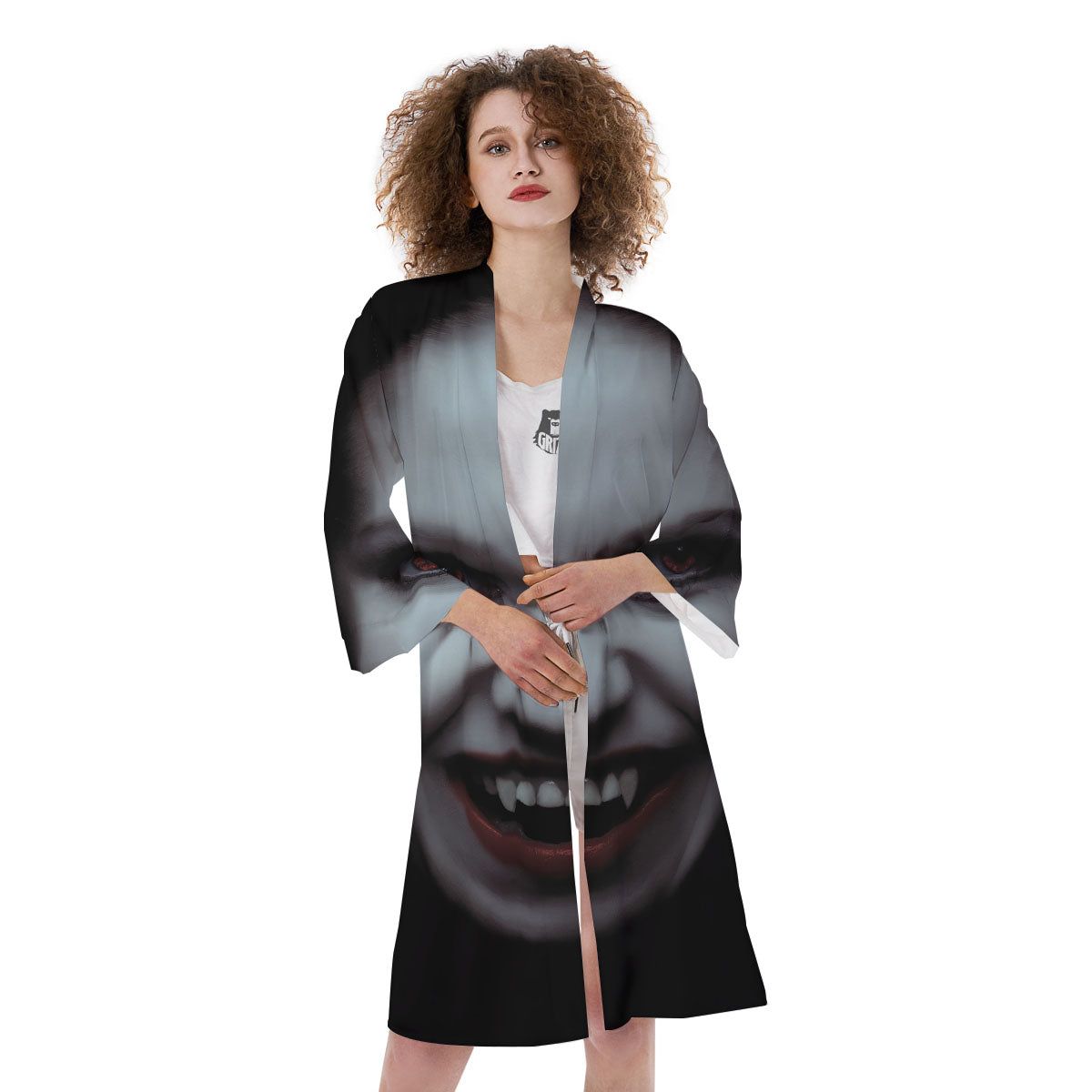 Vampire Girl Halloween Print Kimono-grizzshop