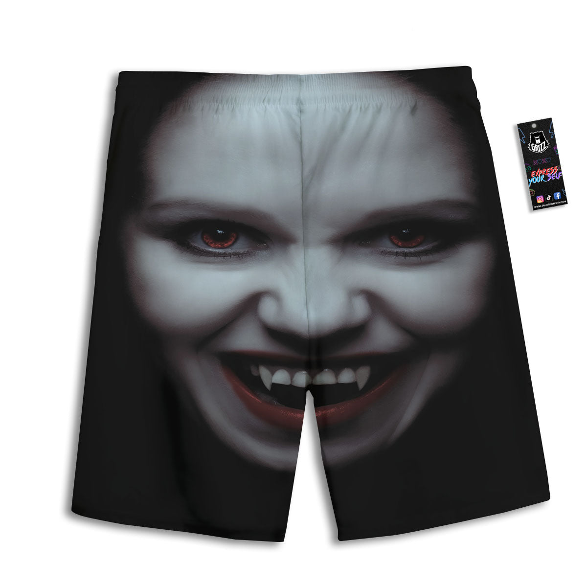 Vampire Girl Halloween Print Men's Athletic Shorts