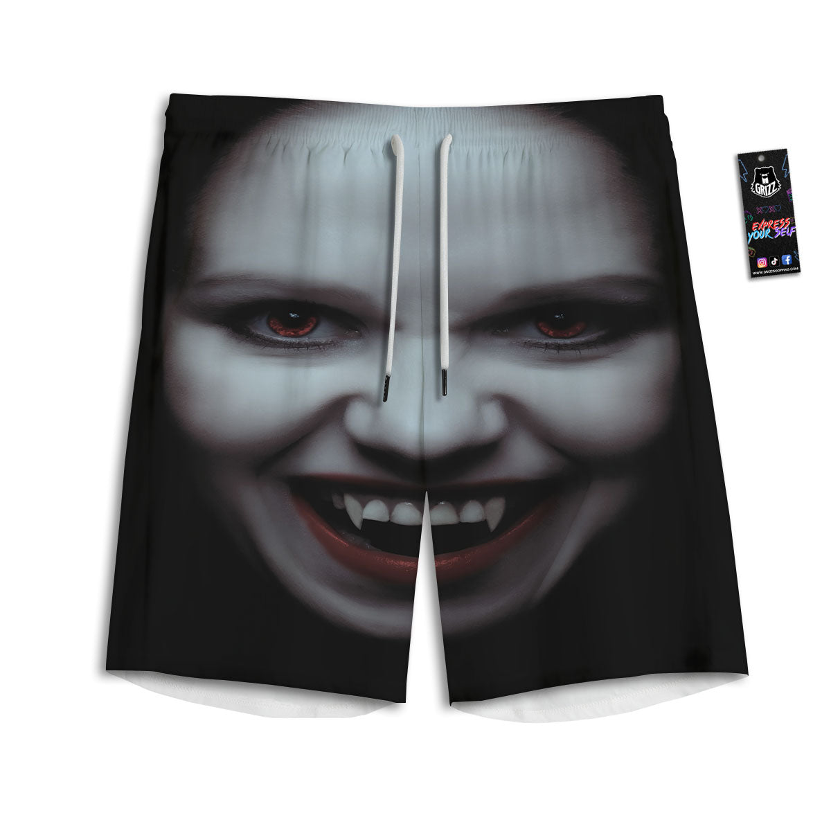 Vampire Girl Halloween Print Men's Athletic Shorts