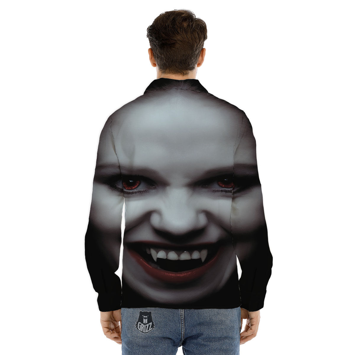 Vampire Girl Halloween Print Men's Dress Shirts-grizzshop