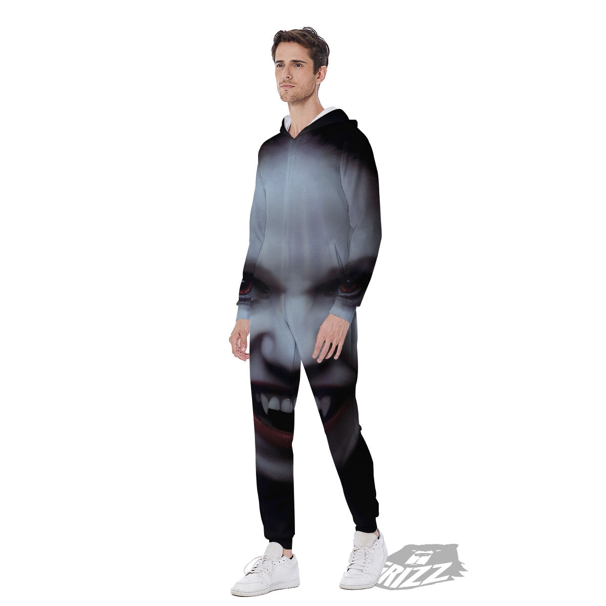 Vampire Girl Halloween Print Men's Jumpsuit-grizzshop