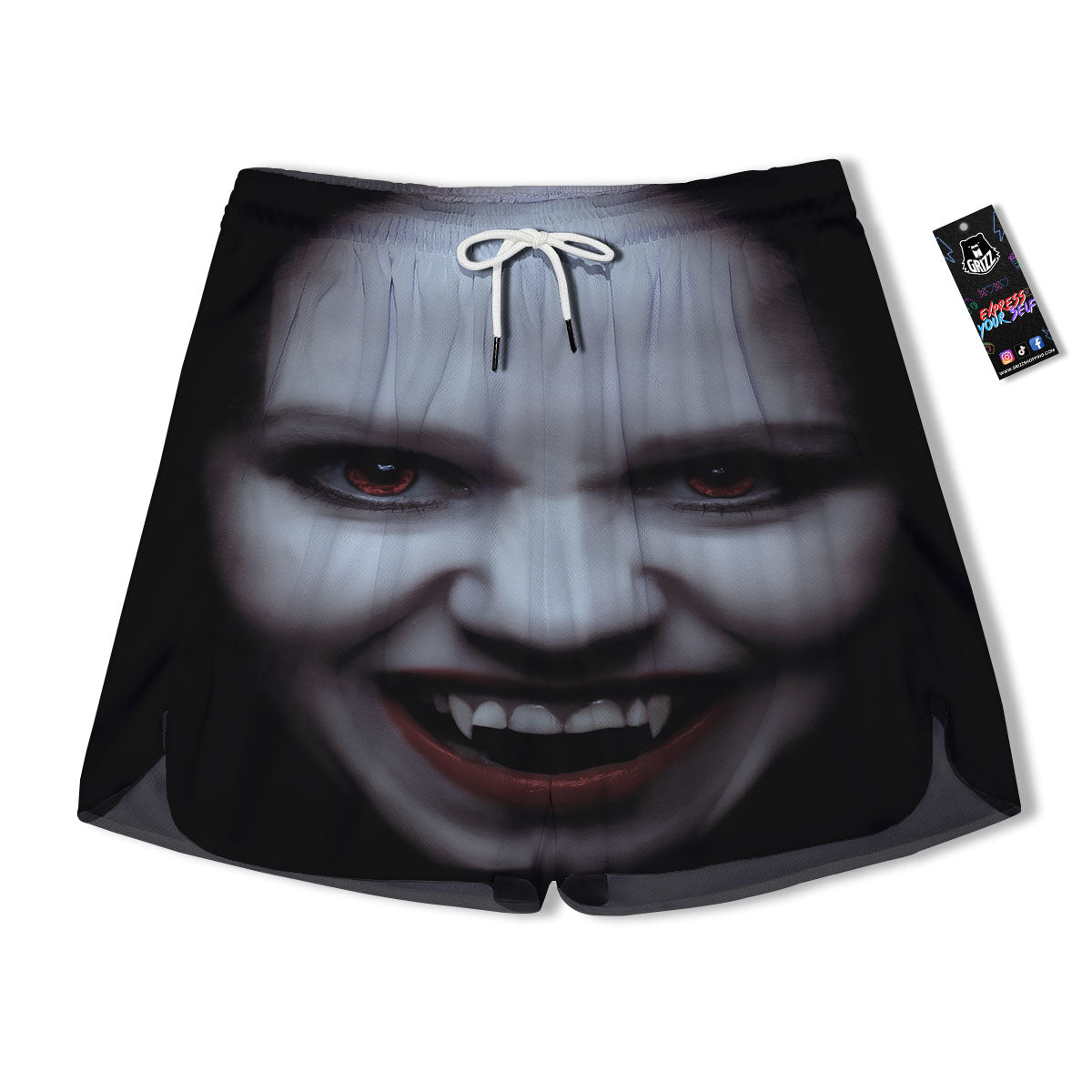 Vampire Girl Halloween Print Men's Running Shorts-grizzshop