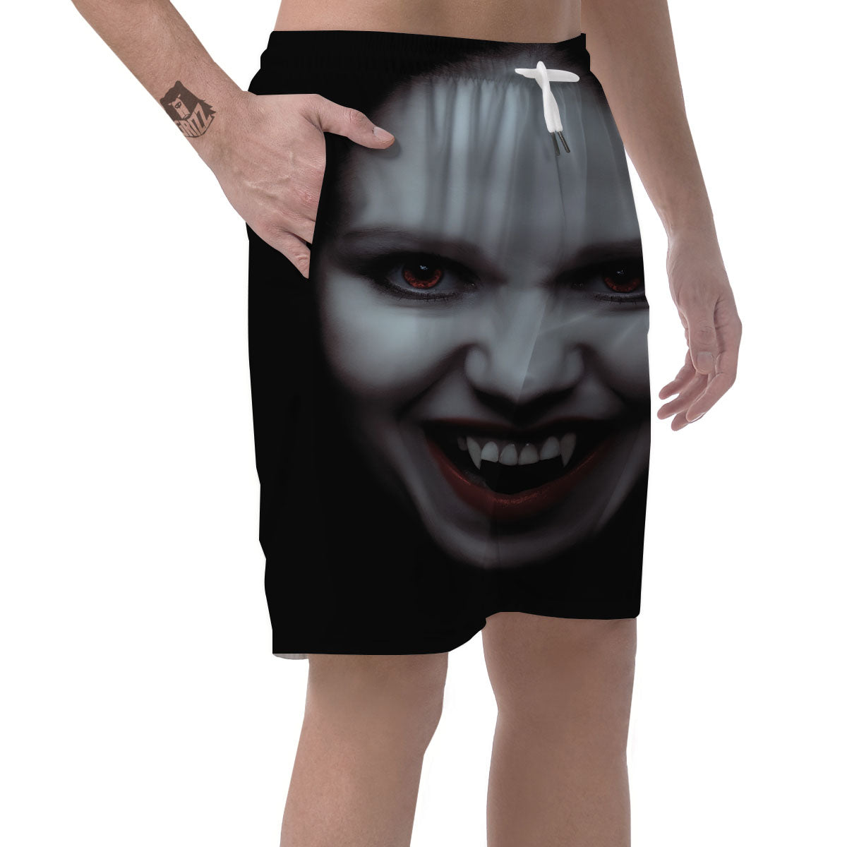 Vampire Girl Halloween Print Men's Shorts-grizzshop