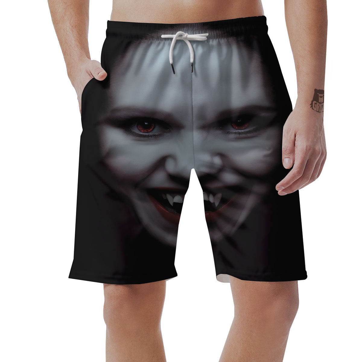 Vampire Girl Halloween Print Men's Shorts-grizzshop