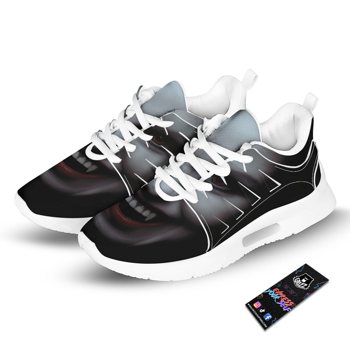 Vampire Girl Halloween Print Tennis Shoes-grizzshop