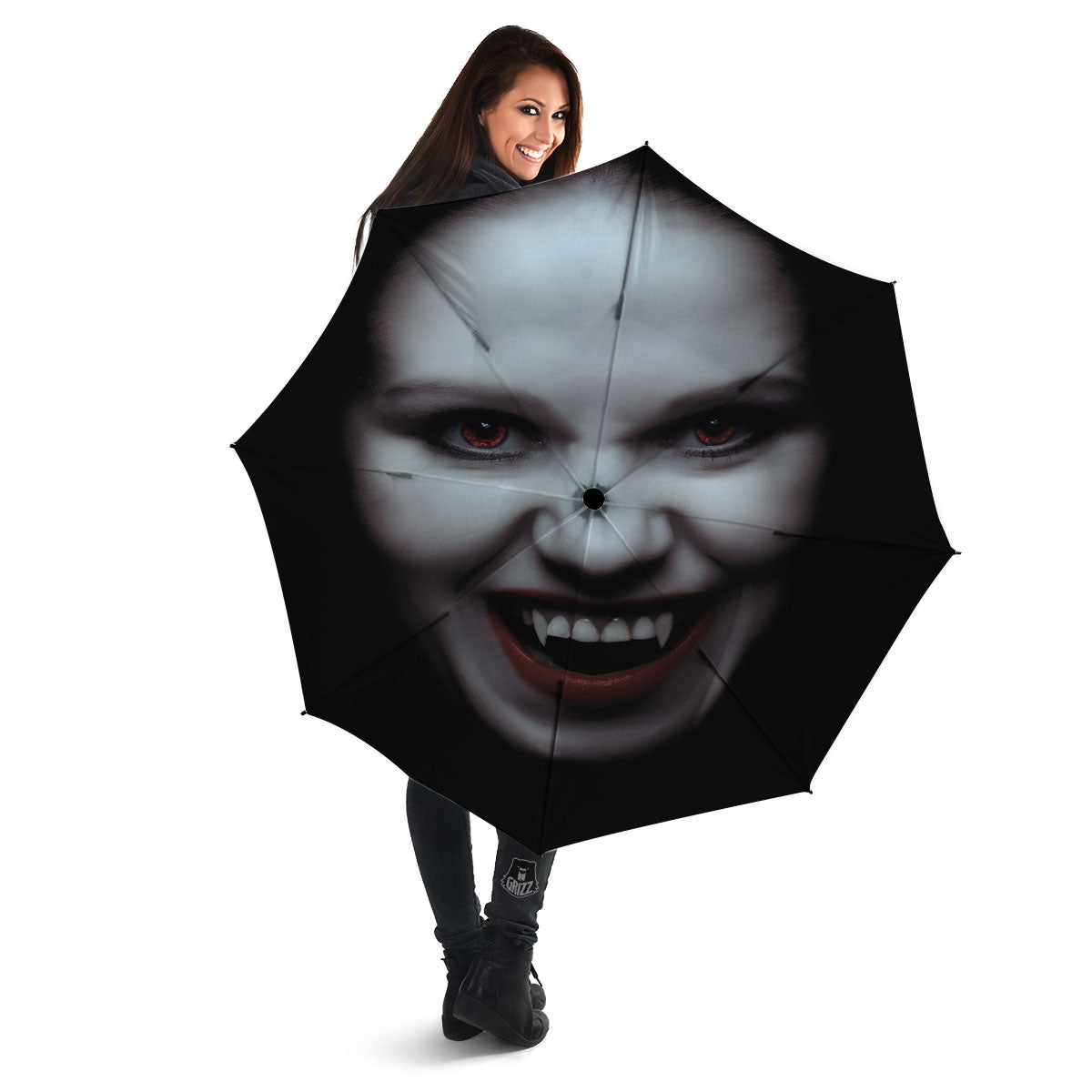Vampire Girl Halloween Print Umbrella-grizzshop