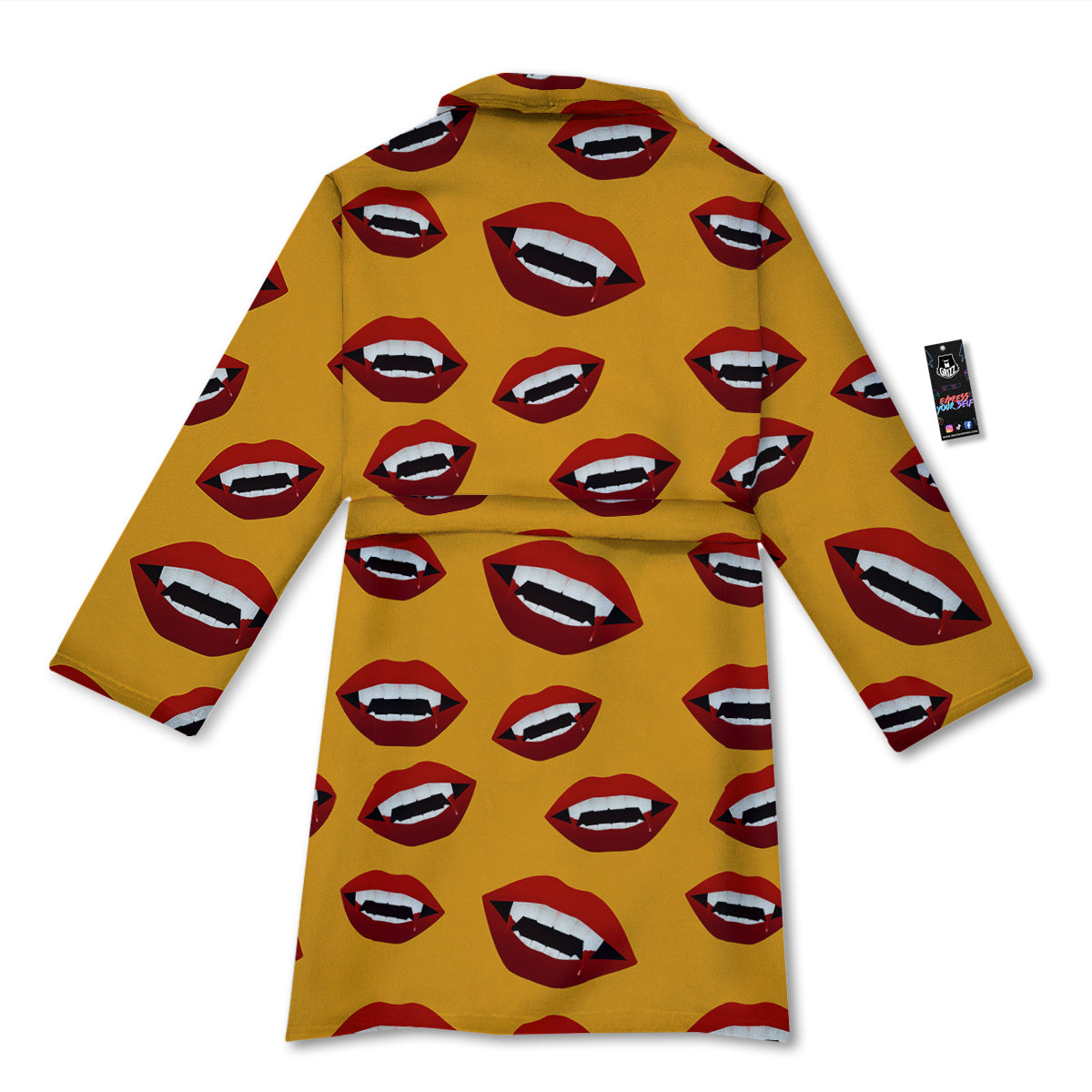 Vampire Lips Halloween Print Pattern Bathrobe-grizzshop