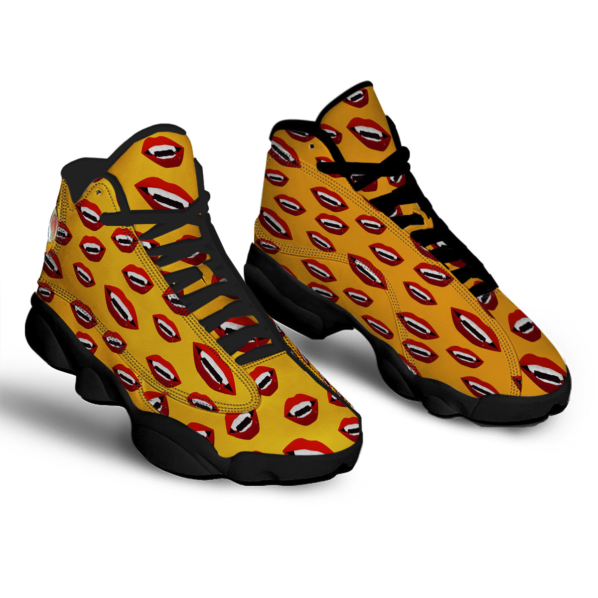 Vampire Lips Halloween Print Pattern Black Basketball Shoes-grizzshop
