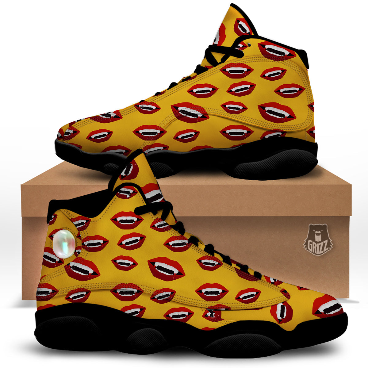 Vampire Lips Halloween Print Pattern Black Basketball Shoes-grizzshop