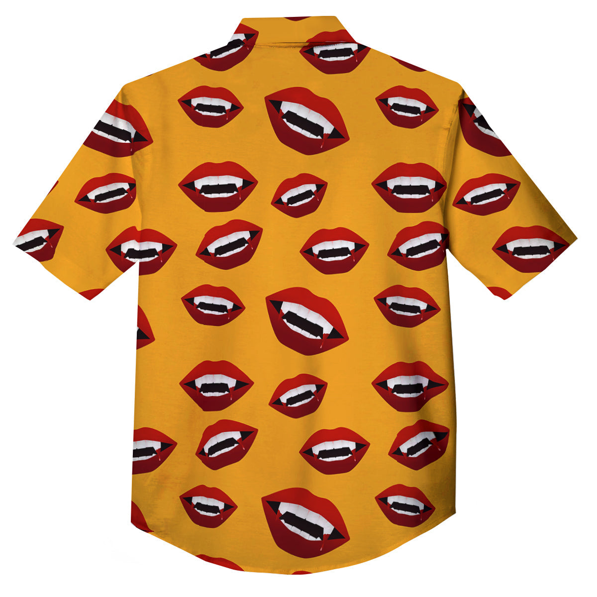 Vampire Lips Halloween Print Pattern Button Up Shirt-grizzshop