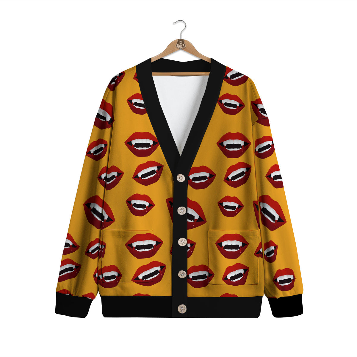 Vampire Lips Halloween Print Pattern Cardigan-grizzshop