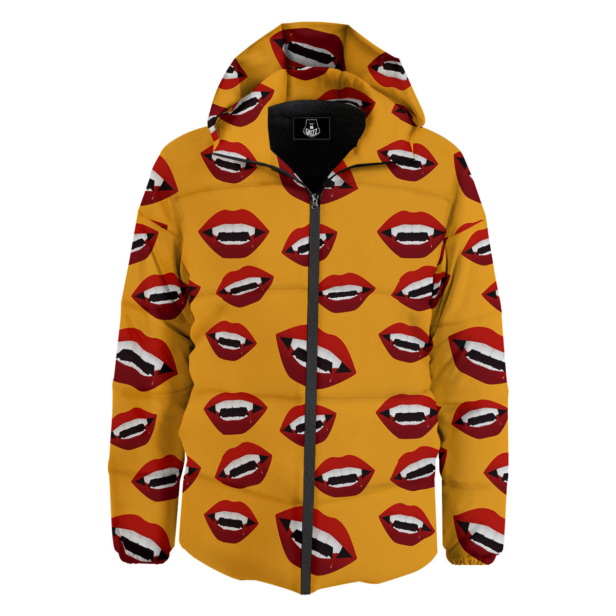 Vampire Lips Halloween Print Pattern Down Jacket-grizzshop