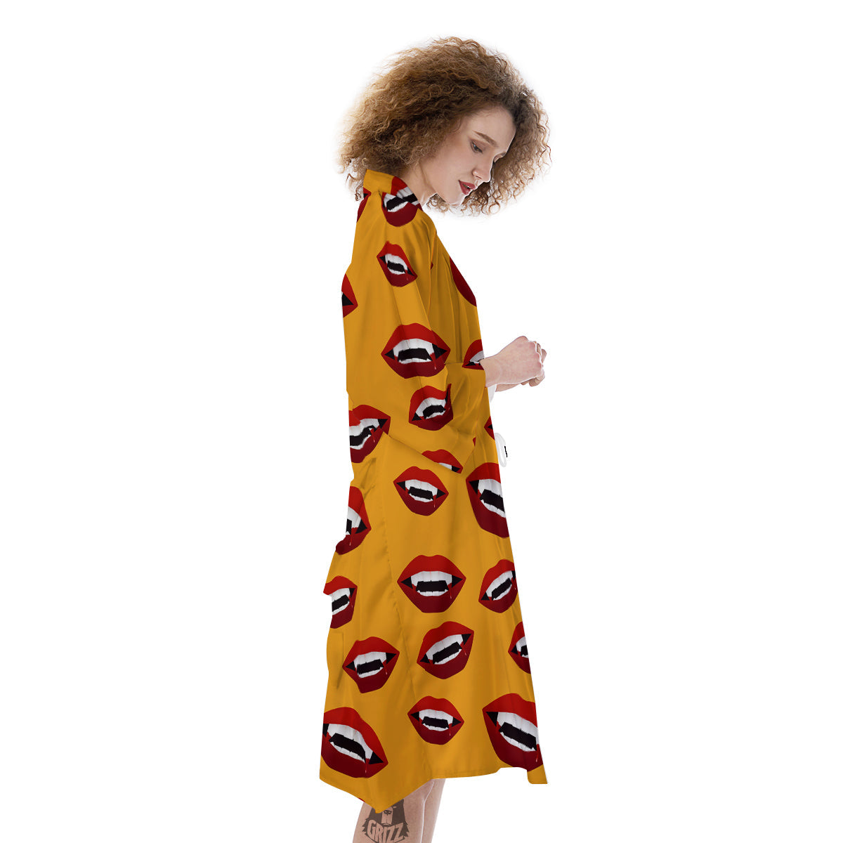 Vampire Lips Halloween Print Pattern Kimono-grizzshop