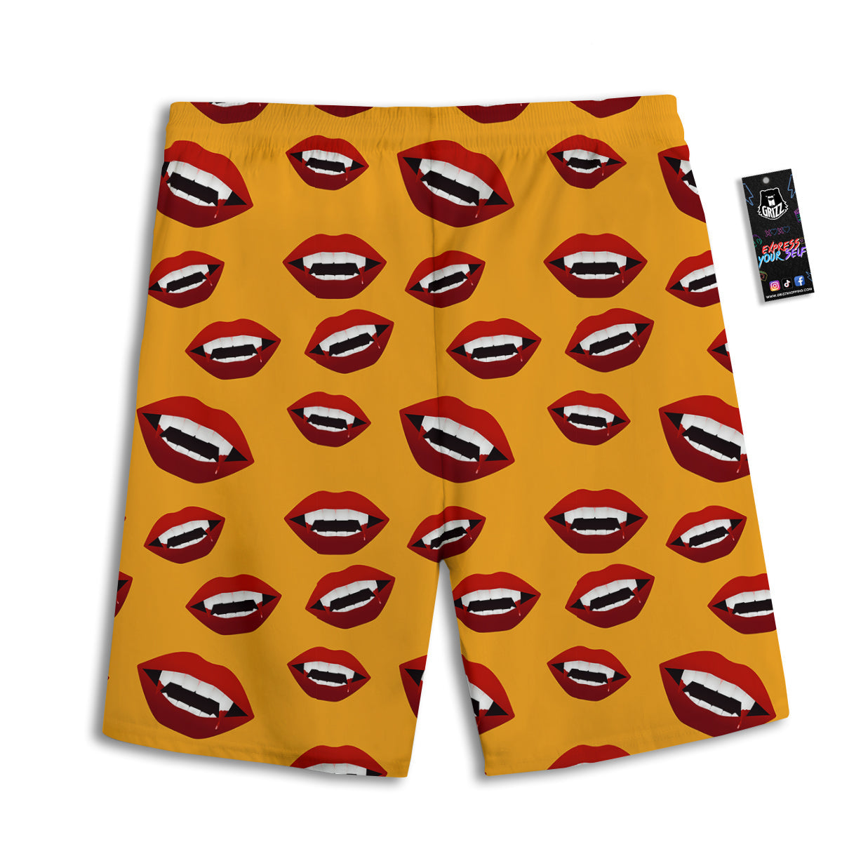 Vampire Lips Halloween Print Pattern Men's Athletic Shorts