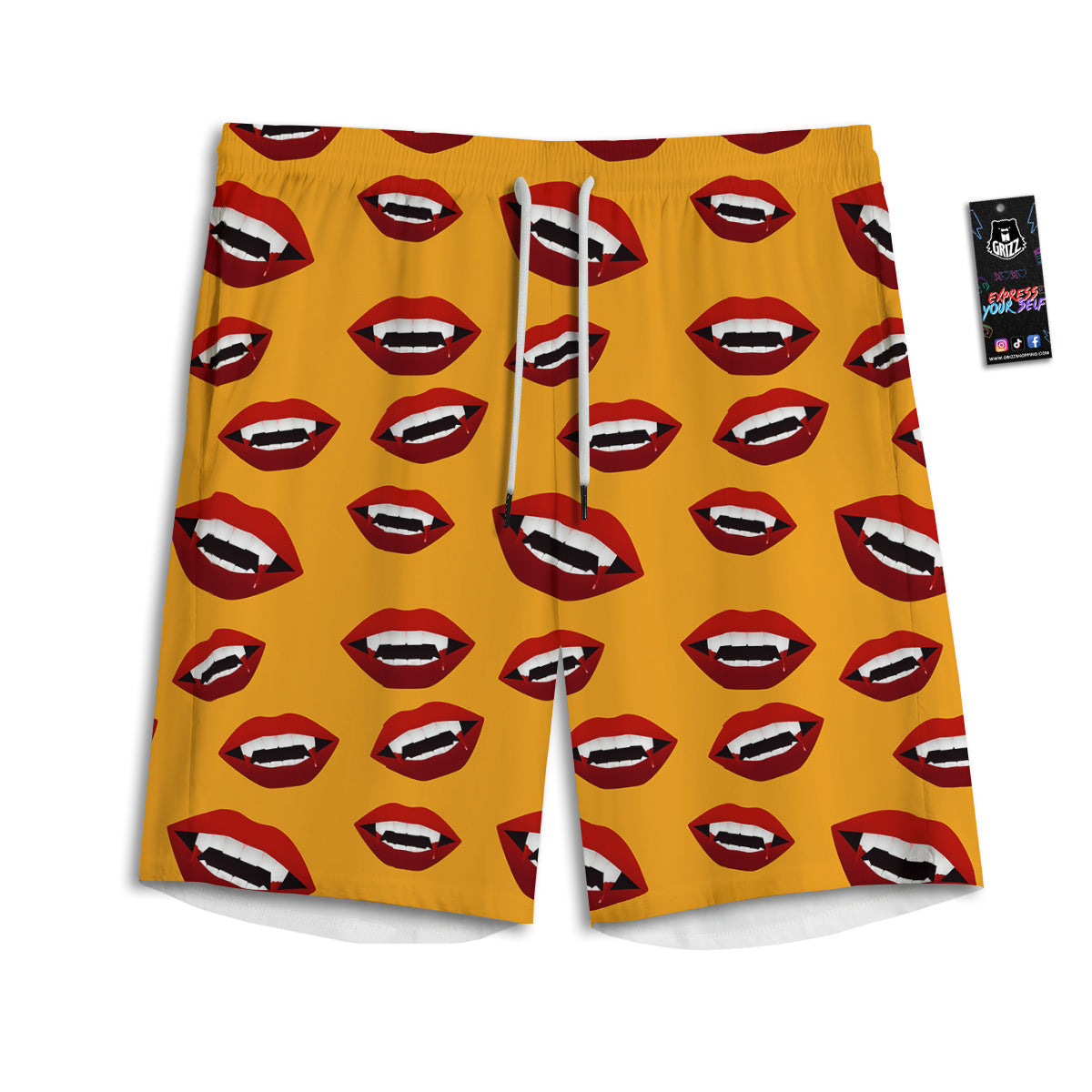 Vampire Lips Halloween Print Pattern Men's Athletic Shorts