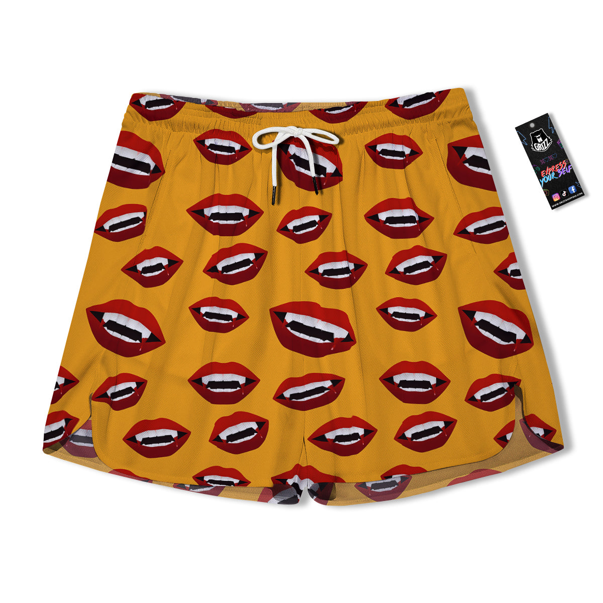 Vampire Lips Halloween Print Pattern Men's Running Shorts-grizzshop