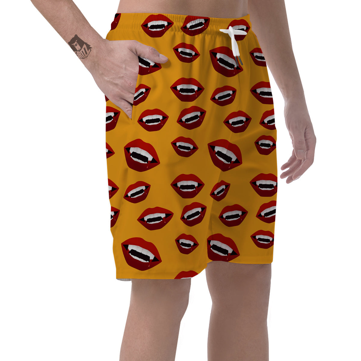 Vampire Lips Halloween Print Pattern Men's Shorts-grizzshop