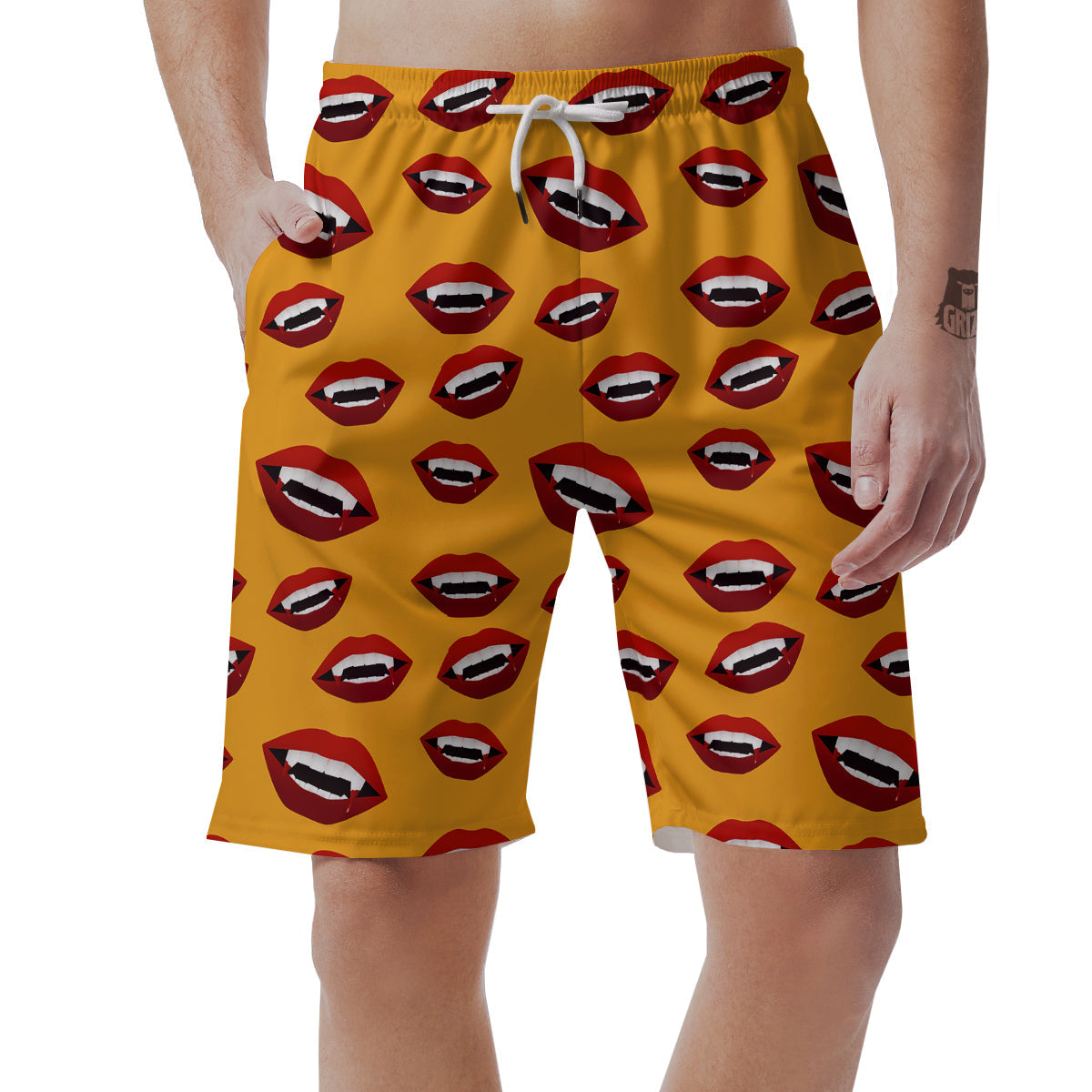 Vampire Lips Halloween Print Pattern Men's Shorts-grizzshop