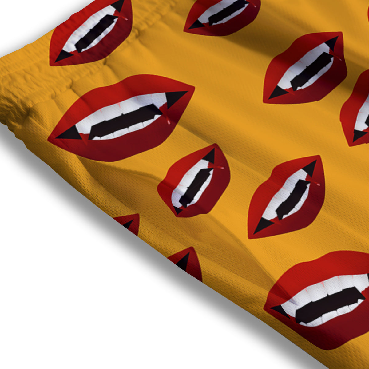 Vampire Lips Halloween Print Pattern Mesh Shorts