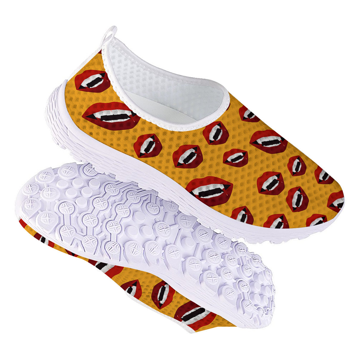Vampire Lips Halloween Print Pattern Nurse Shoes-grizzshop