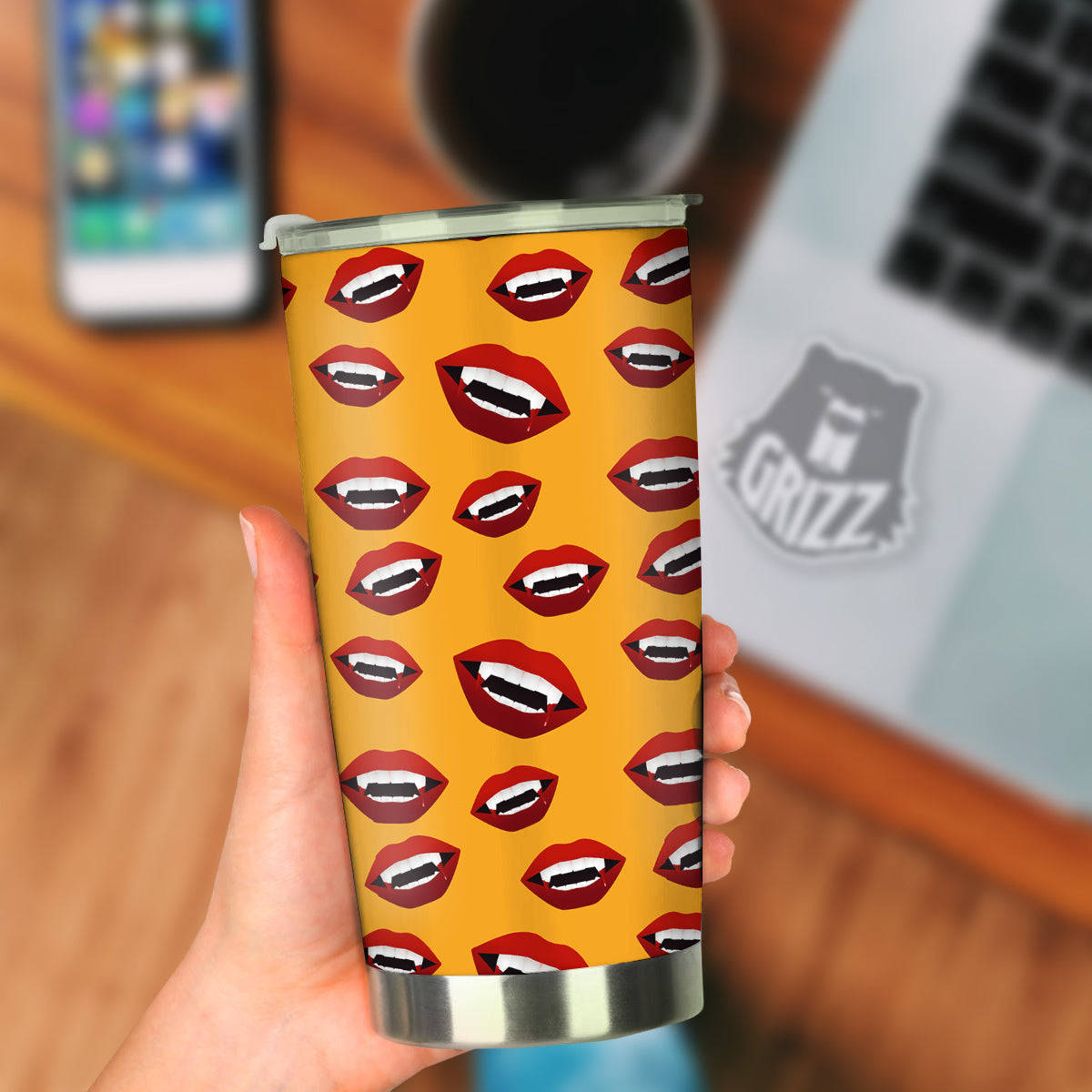 Vampire Lips Halloween Print Pattern Tumbler-grizzshop