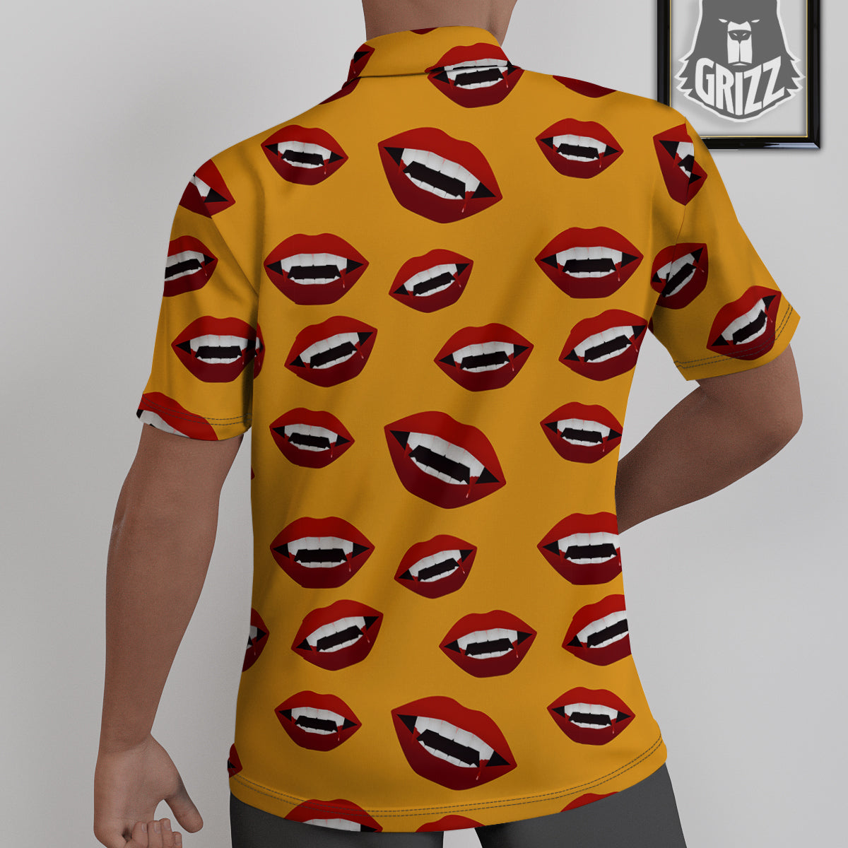 Vampire Lips Halloween Print Pattern Untucked Shirts-grizzshop