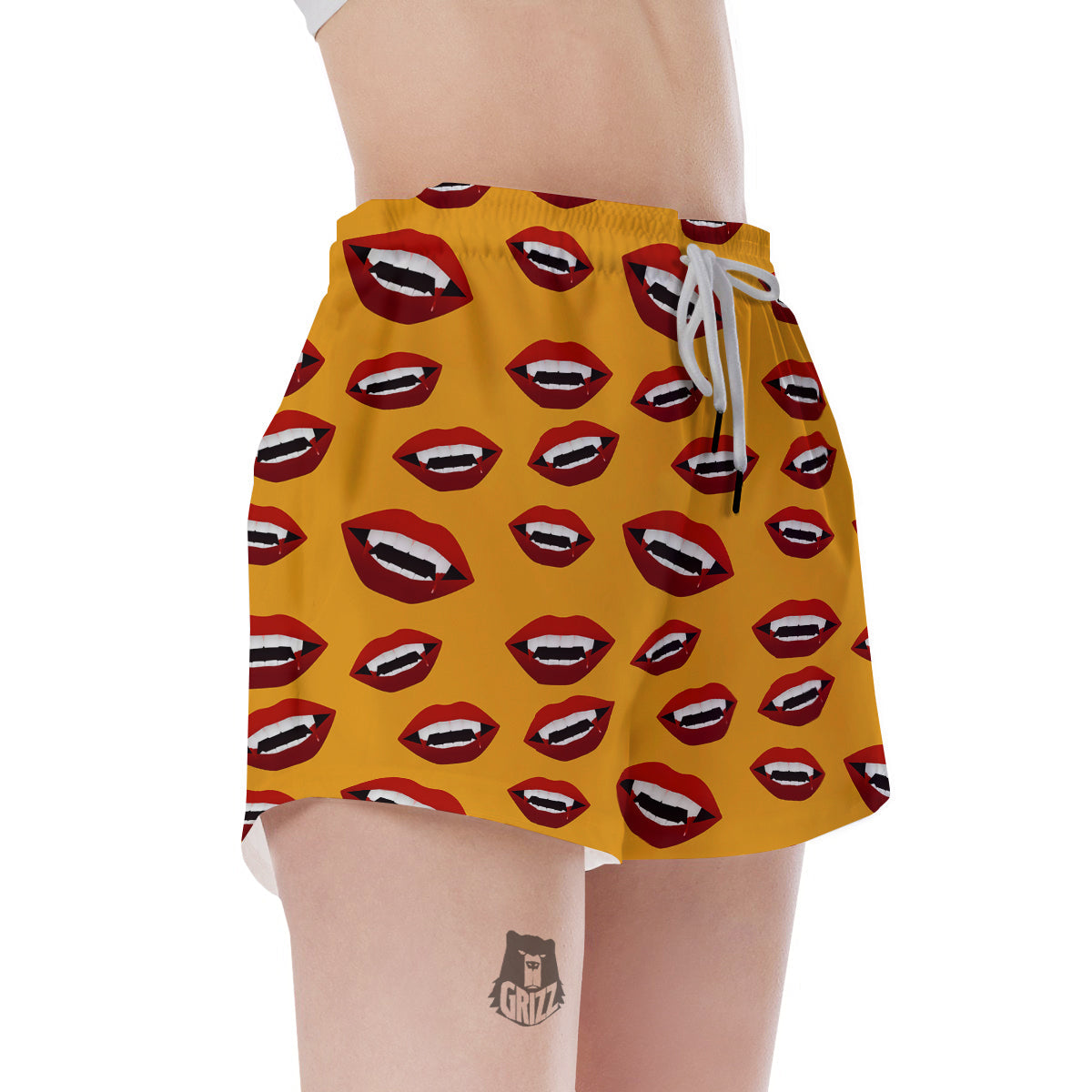Vampire Lips Halloween Print Pattern Women's Shorts-grizzshop