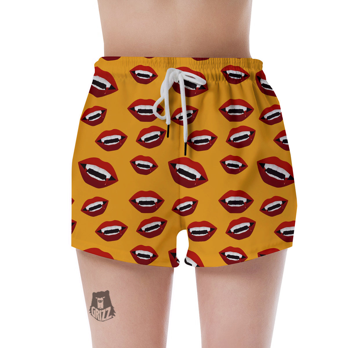 Vampire Lips Halloween Print Pattern Women's Shorts-grizzshop