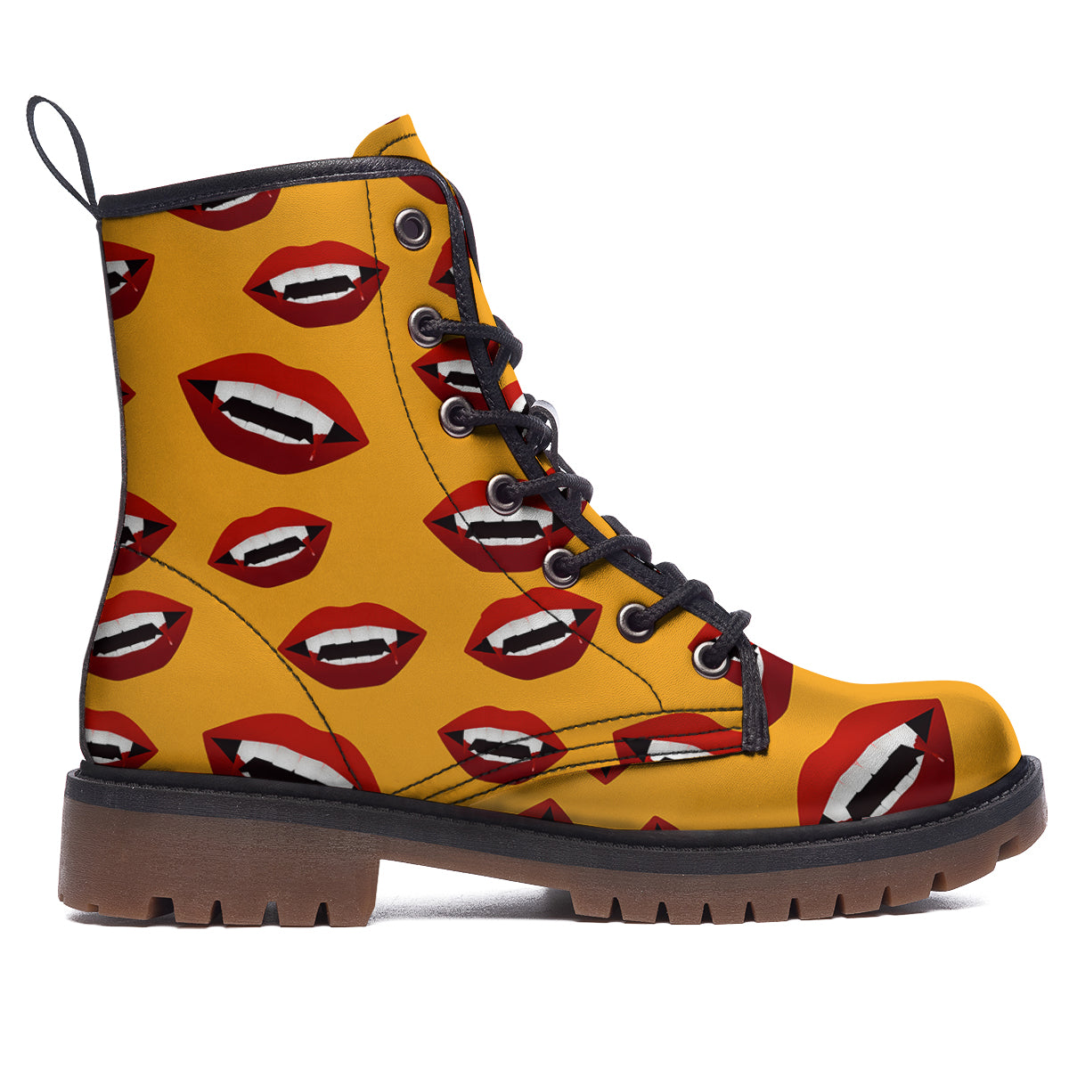 Vampire Lips Halloween Print Pattern Work Boots-grizzshop