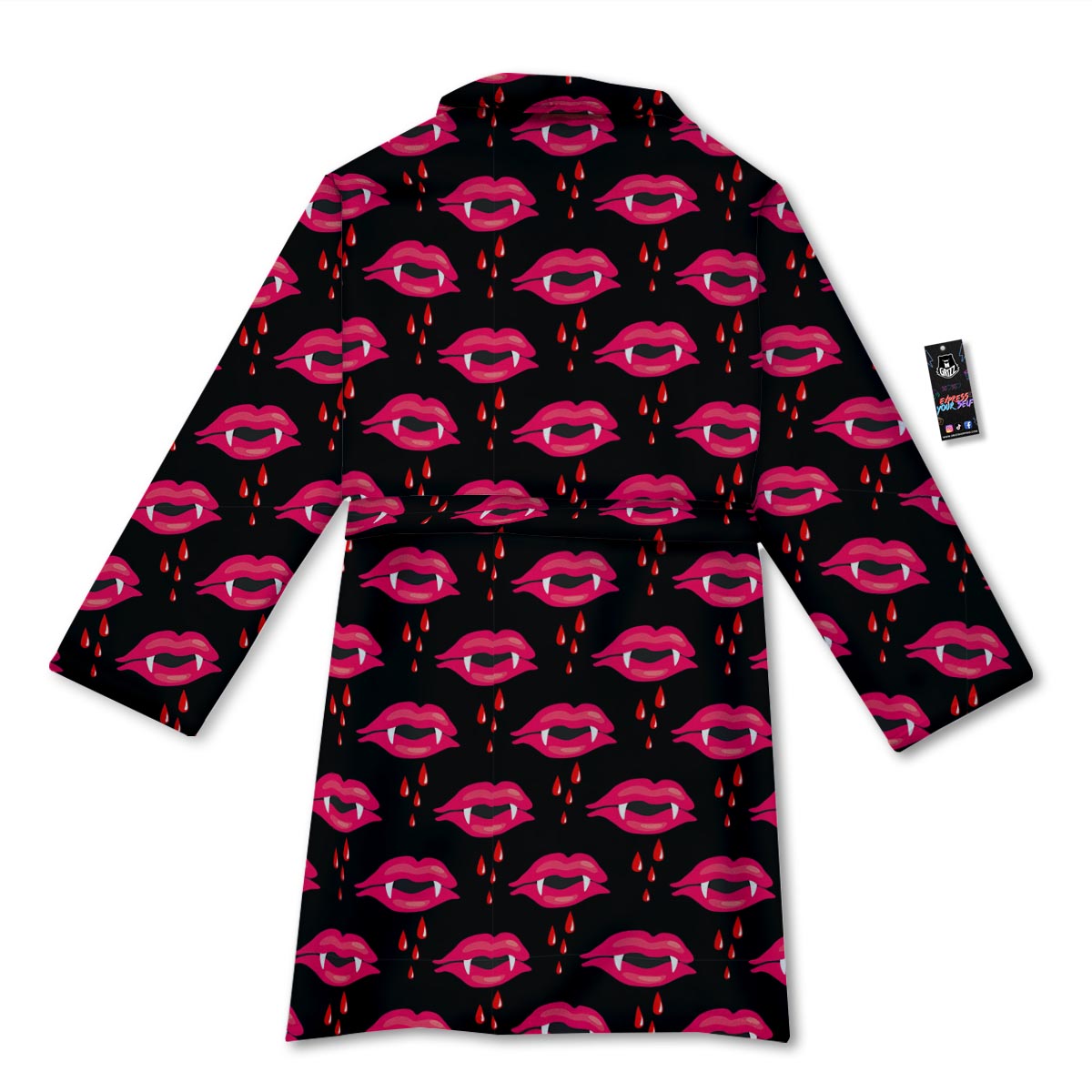 Vampire Lips Red Halloween Print Pattern Bathrobe-grizzshop