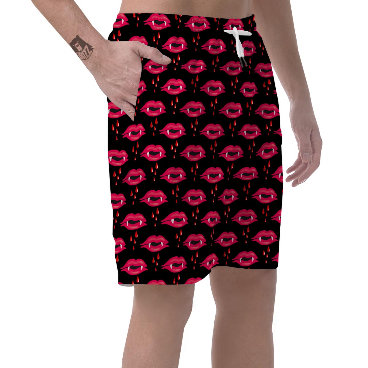Vampire Lips Red Halloween Print Pattern Men's Shorts-grizzshop