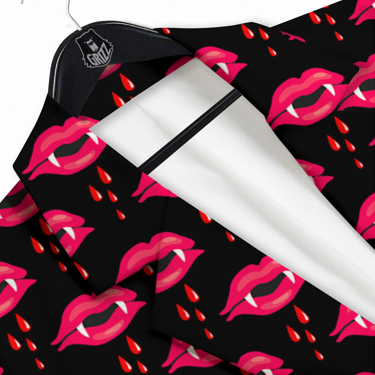 Vampire Lips Red Halloween Print Pattern Men's Sport Coat-grizzshop