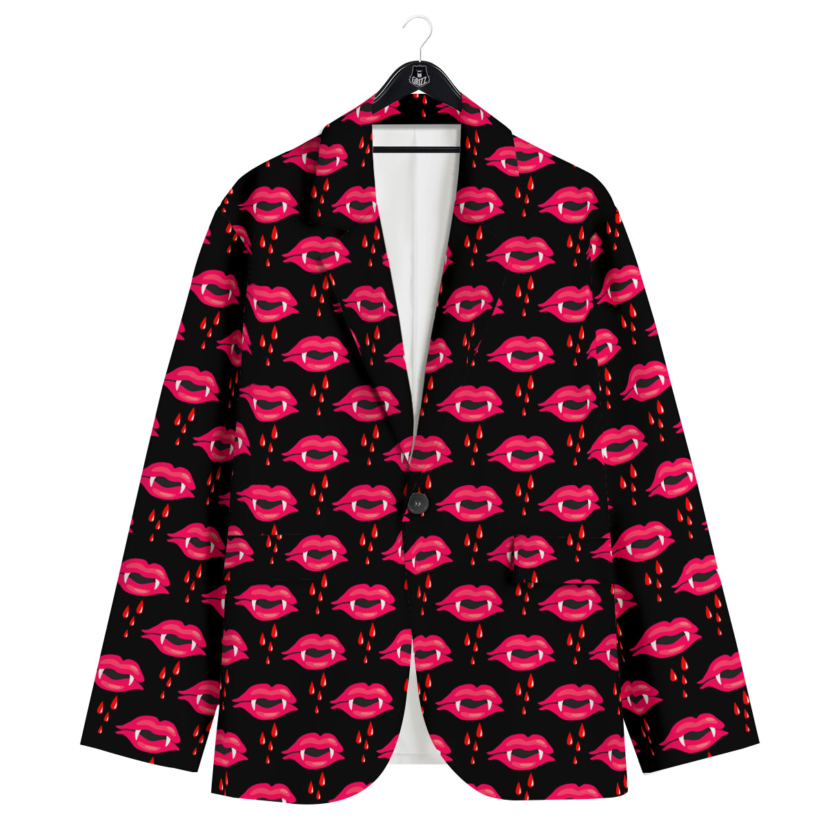 Vampire Lips Red Halloween Print Pattern Men's Sport Coat-grizzshop