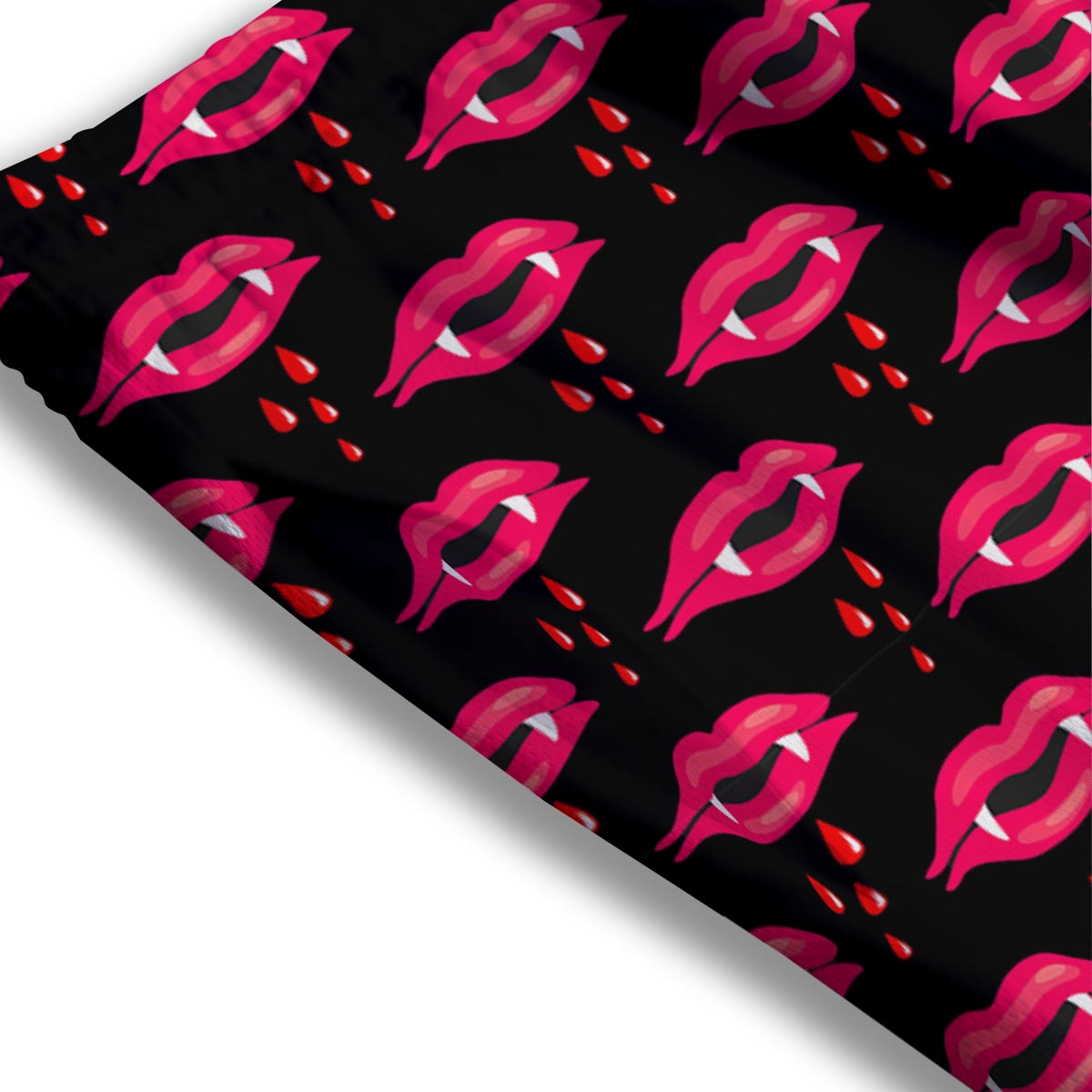 Vampire Lips Red Halloween Print Pattern Mesh Shorts