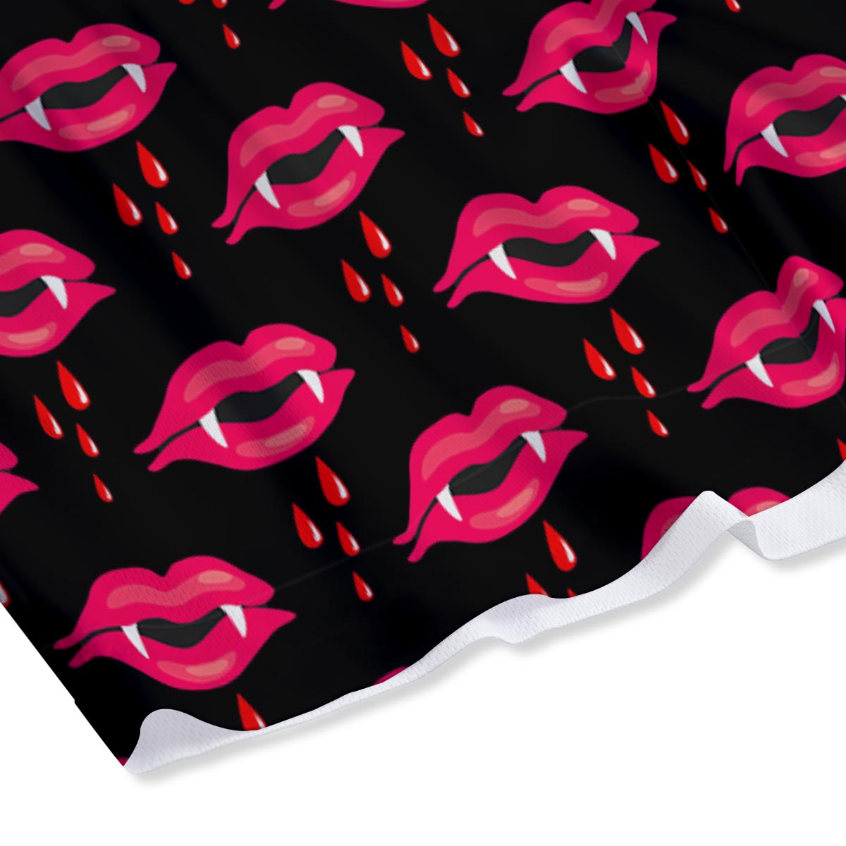 Vampire Lips Red Halloween Print Pattern Mesh Shorts