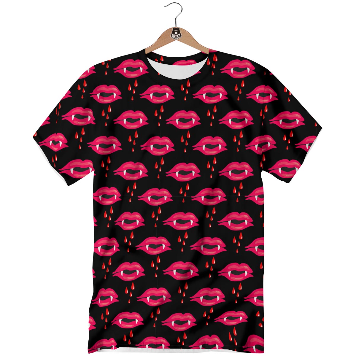 Vampire Lips Red Halloween Print Pattern T-Shirt-grizzshop