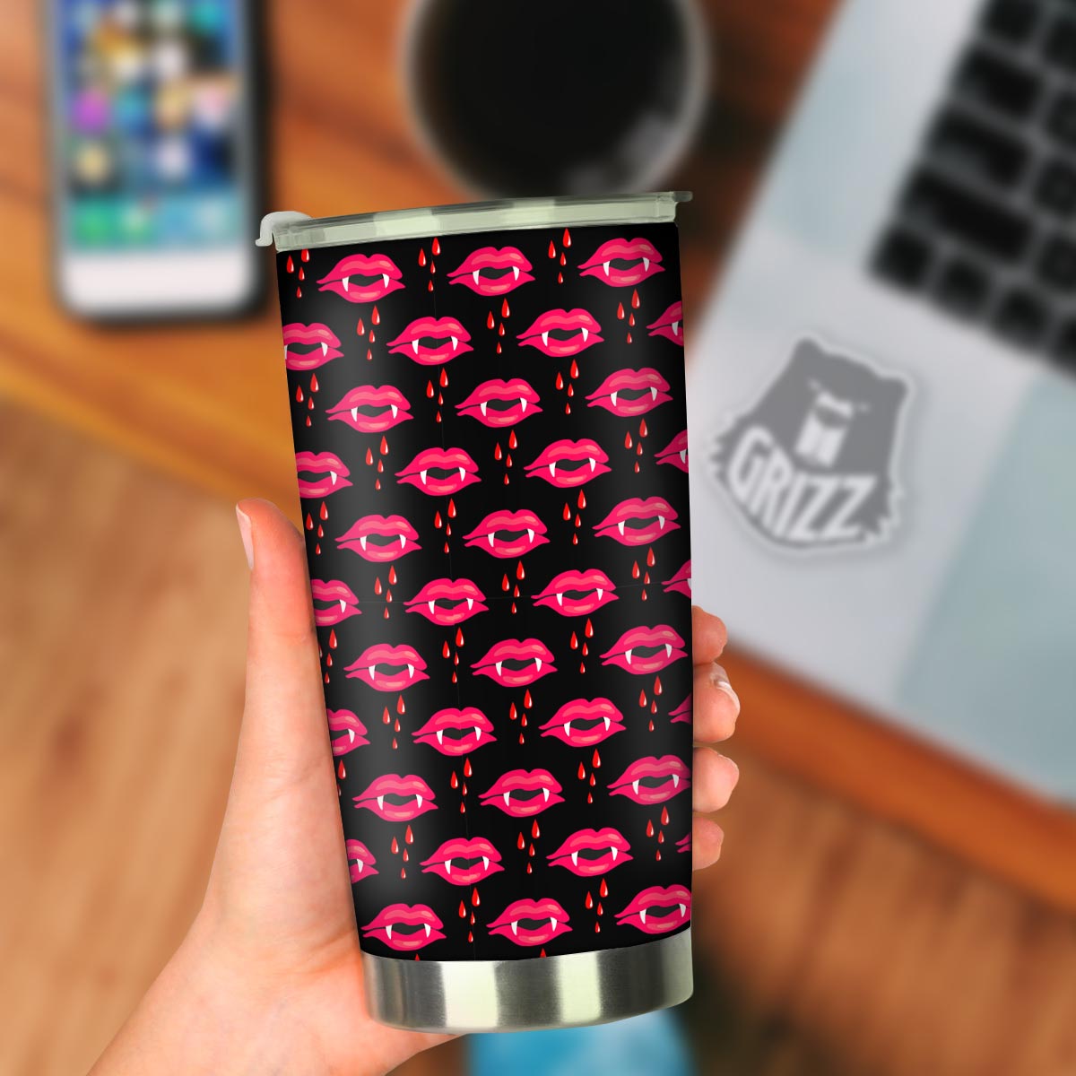 Vampire Lips Red Halloween Print Pattern Tumbler-grizzshop