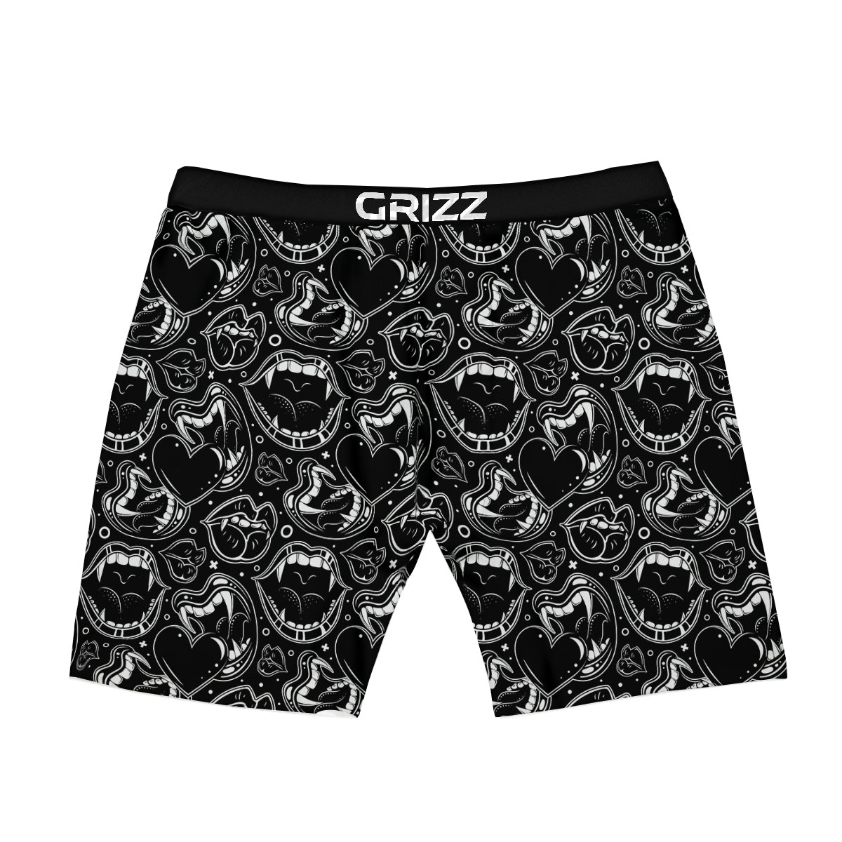 Vampire Mouth Black and White Print Pattern Boxer Briefs-grizzshop