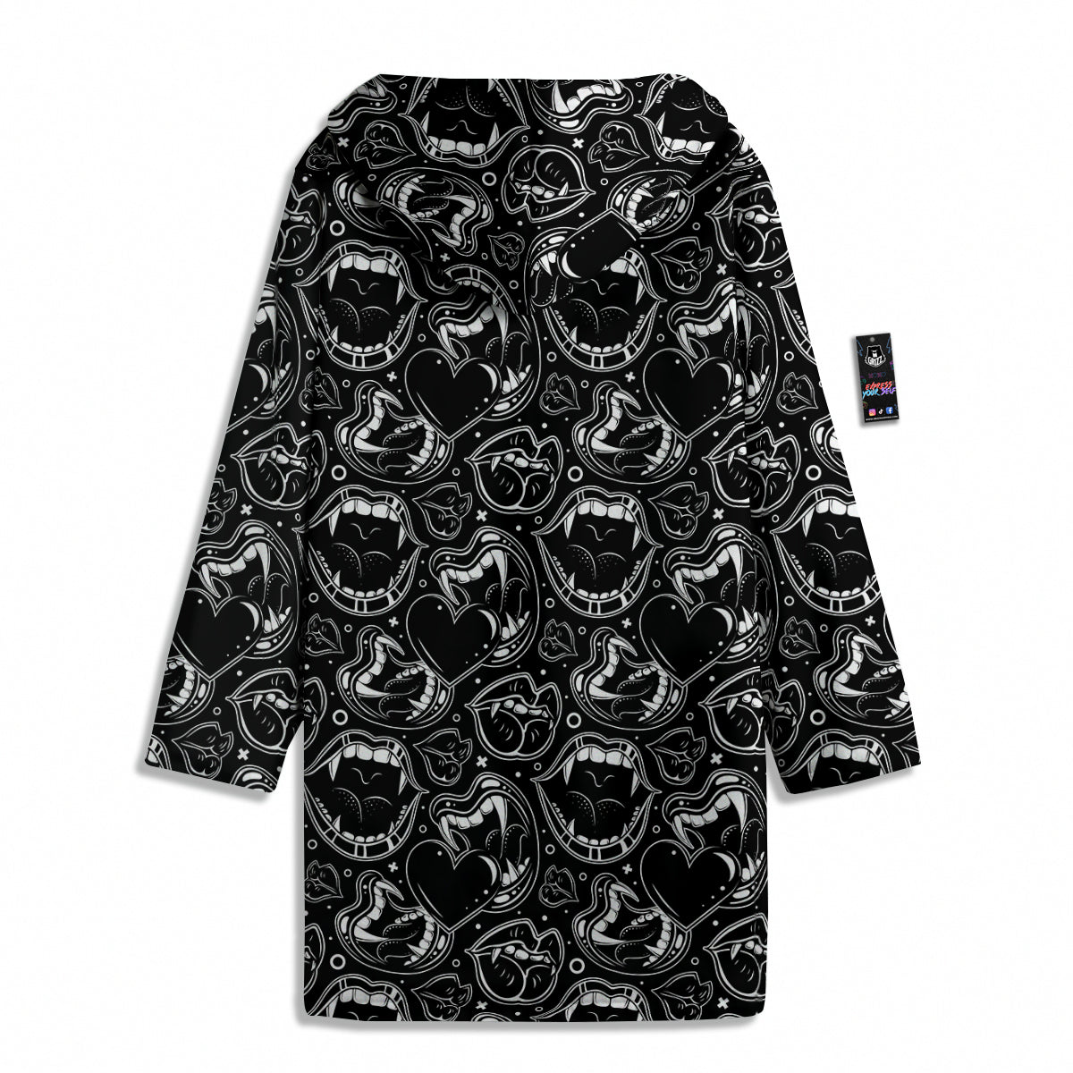 Vampire Mouth Black and White Print Pattern Men's Windbreaker Jacket-grizzshop