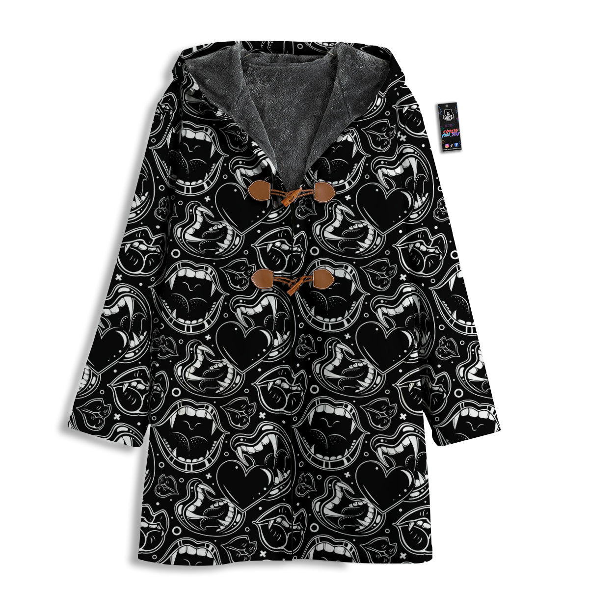 Vampire Mouth Black and White Print Pattern Men's Windbreaker Jacket-grizzshop