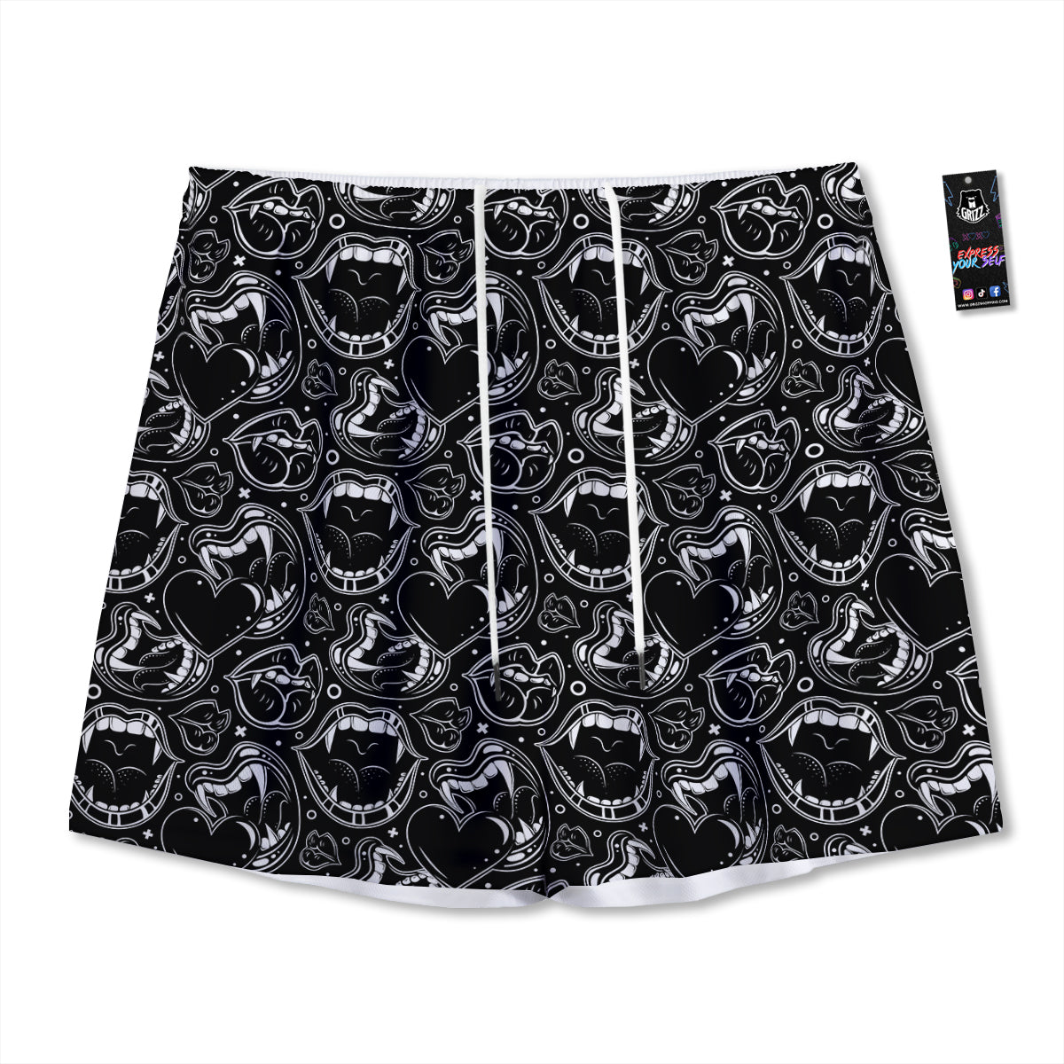 Tropical Leaf Dark Blue Print Pattern Mesh Shorts