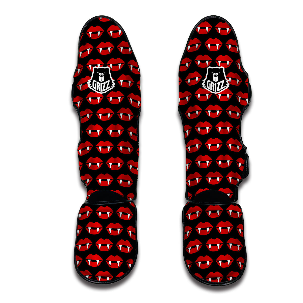 Vampire Red Mouth Print Pattern Muay Thai Shin Guards-grizzshop