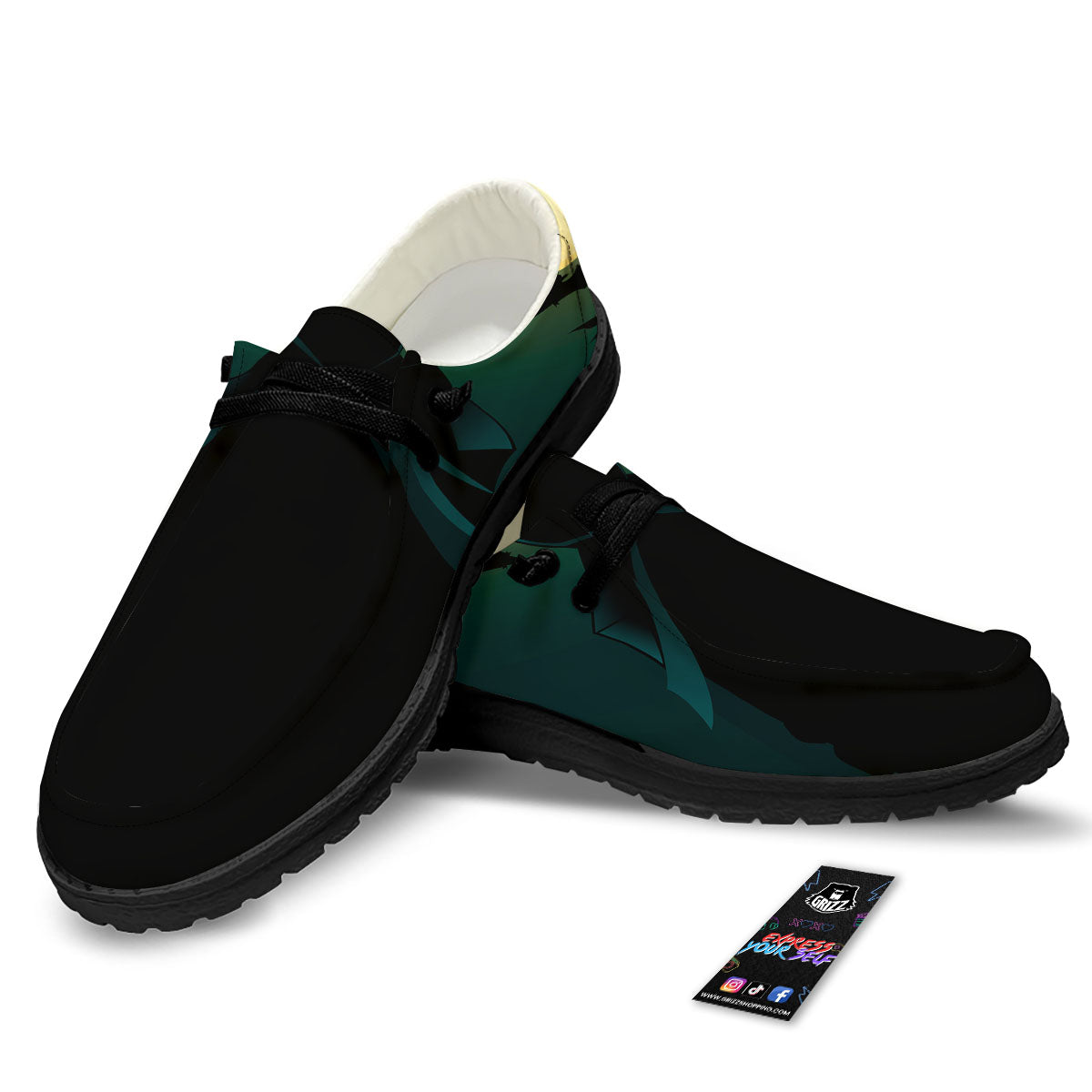 Vampire Silhouette Halloween Print Black Loafers-grizzshop