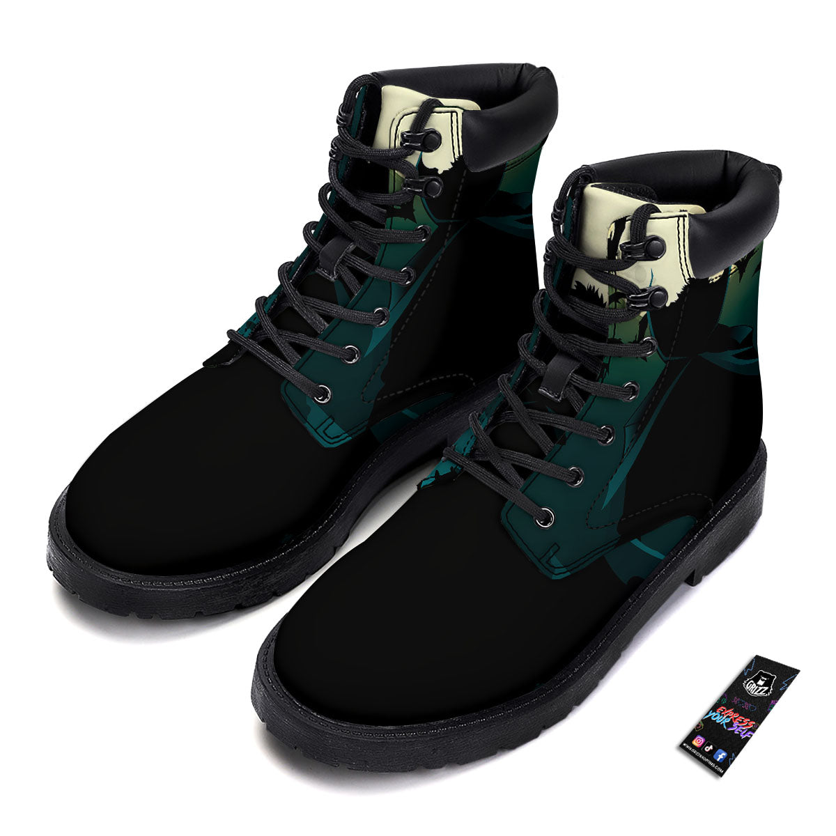 Vampire Silhouette Halloween Print Boots-grizzshop