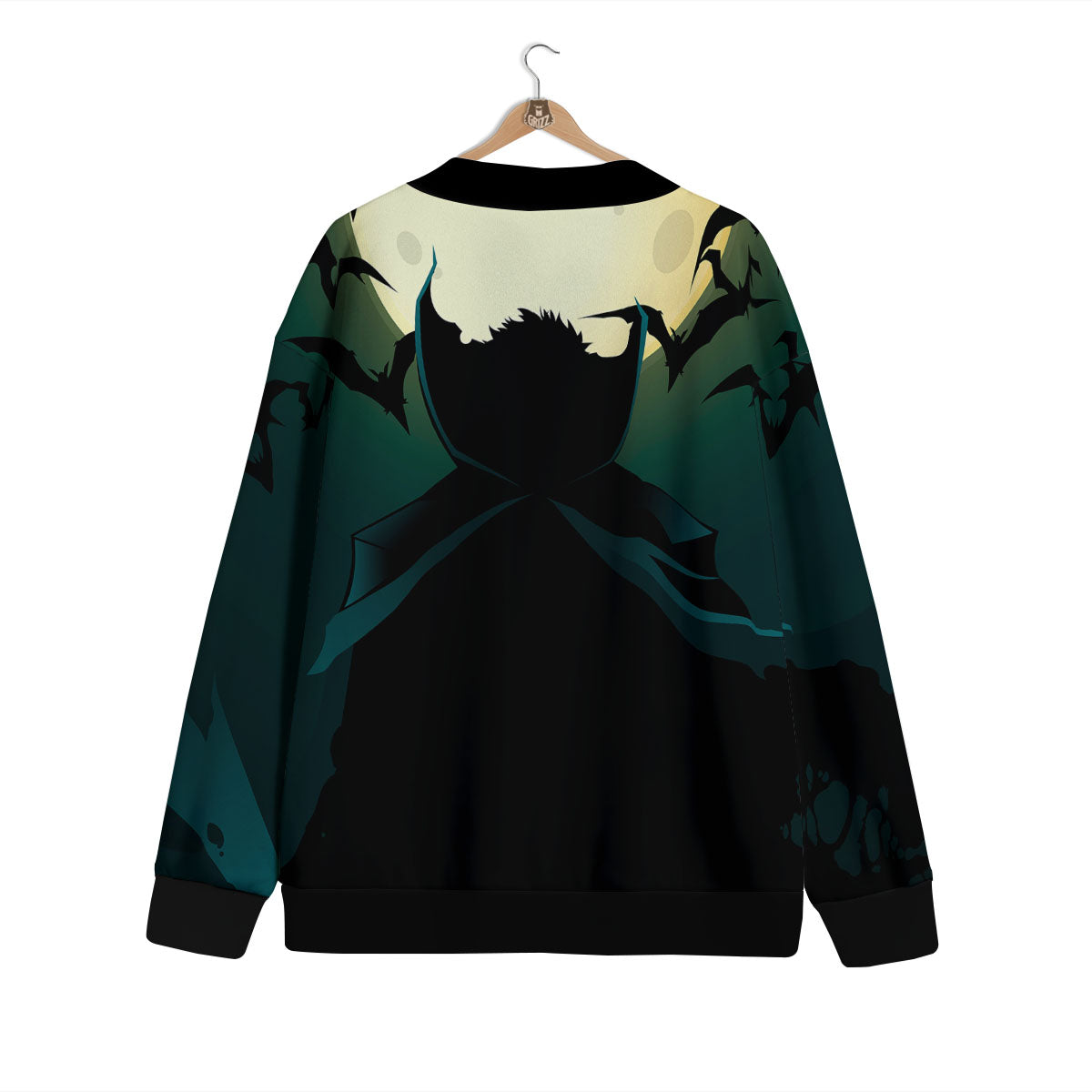 Vampire Silhouette Halloween Print Cardigan-grizzshop
