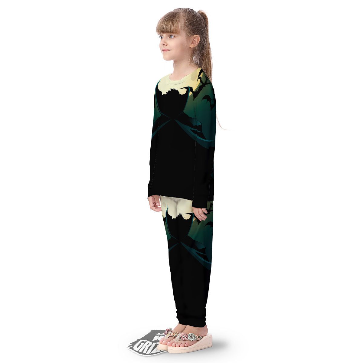 Vampire Silhouette Halloween Print Kid's Pajamas-grizzshop