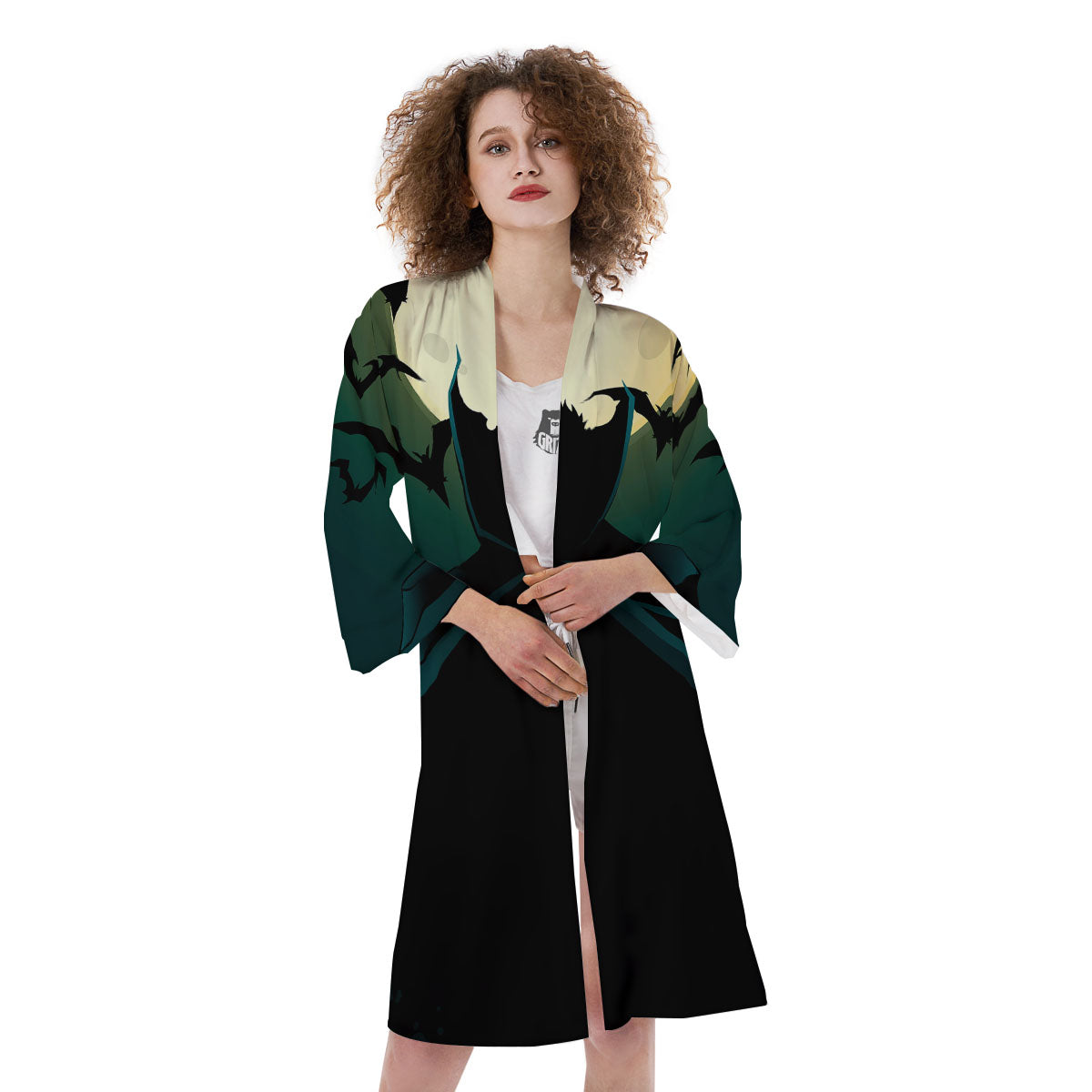Vampire Silhouette Halloween Print Kimono-grizzshop