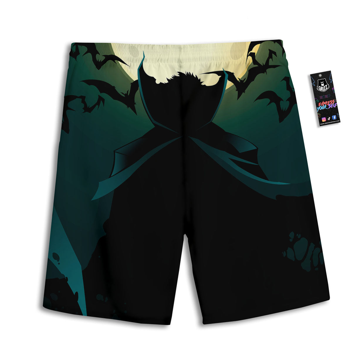Vampire Silhouette Halloween Print Men's Athletic Shorts