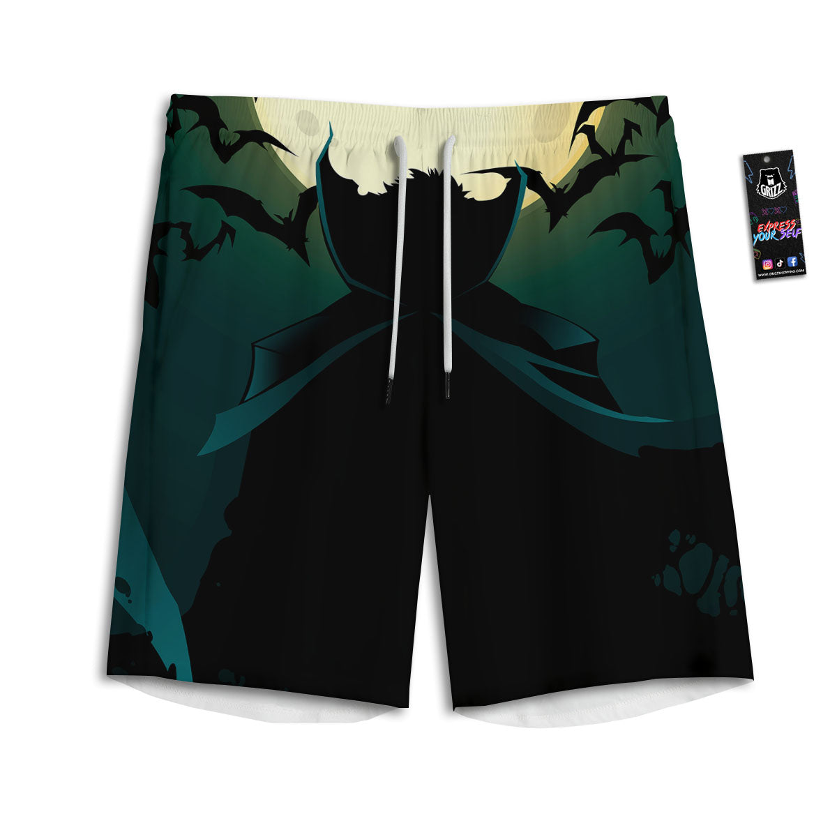 Vampire Silhouette Halloween Print Men's Athletic Shorts